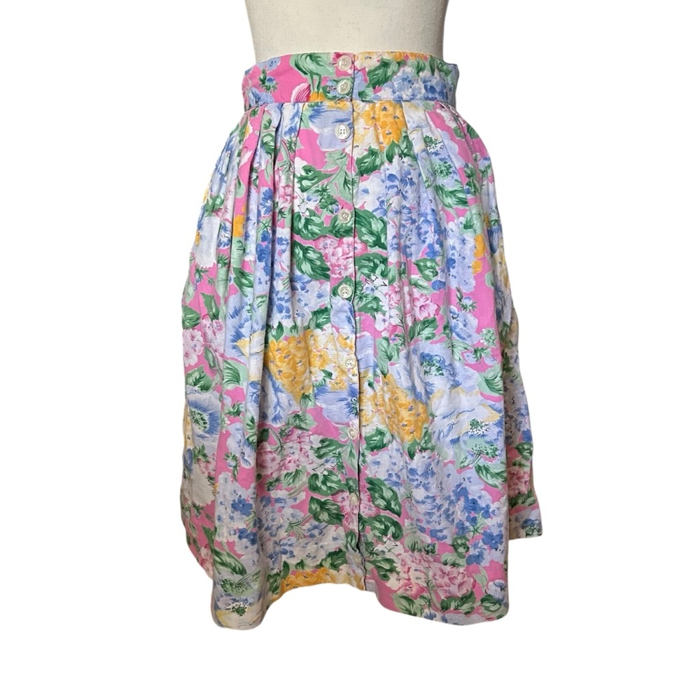 Vintage The Eagles Eye Colorful Floral Midi Skirt 100% Cotton Cottagecore Small
